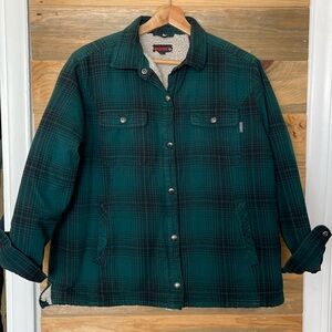 Wolverine Ladies' Sherpa Lined‎ Green Plaid Long Sleeve Chore Coat XL